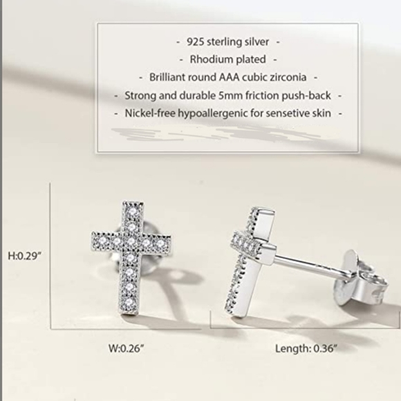 E19 NEW 925 Petite CZ Stud Earrings - Picture 3 of 7